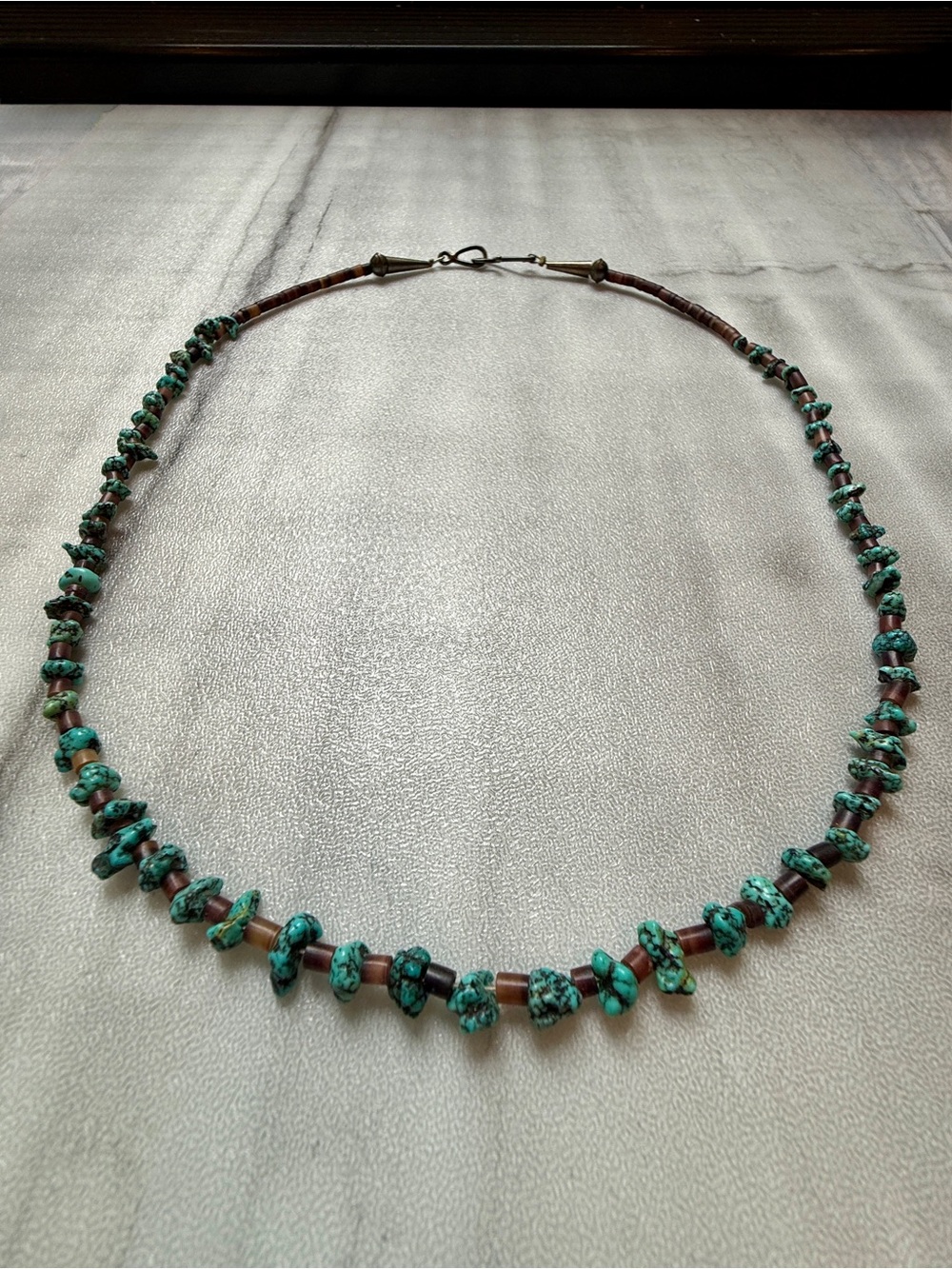 Vintage Genuine Turquoise Nuggets & Shell(?) 20" Necklace Southwest Style Boho